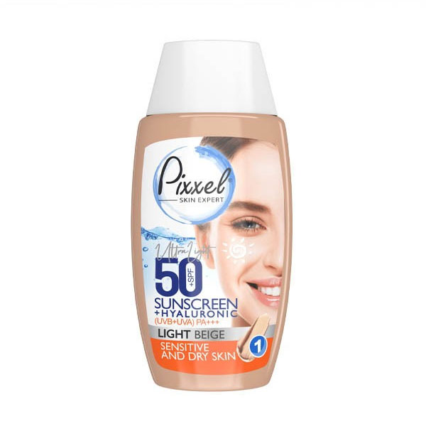 کرم ضد آفتاب رنگی پیکسل SPF +50 مناسب پوست خشک تا نرمال و حساس