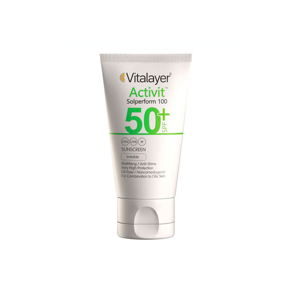  کرم ضد آفتاب بی رنگ ويتالير SPF50 مناسب پوست چرب