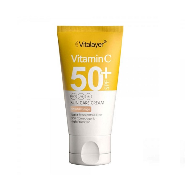 کرم ضد آفتاب رنگی ویتالیر حاوی Vitamin C بژ طبیعی حجم 40 میلی لیتر
