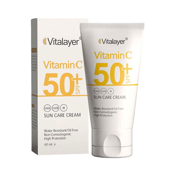 کرم ضد آفتاب بی رنگ ویتالیر SPF50+ حاوی ویتامین C حجم 40 میلی لیتر