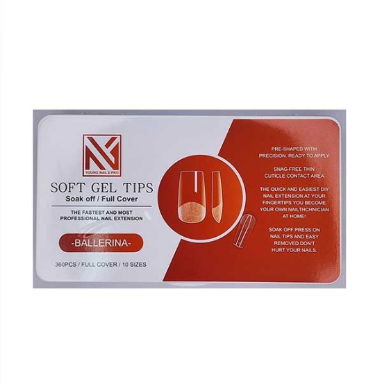 تیپ ژلیکس سر تخت کوتاه Young Nails pro بسته 360 عددی